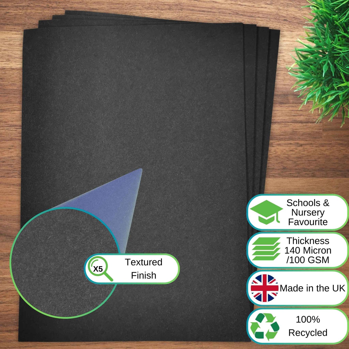 Recycled Black Sugar Paper A1 - 100gsm Craft Paper for Art, Drawing, and School Projects