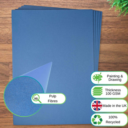 100% Recycled Blue Sugar Paper A2 100gsm - Perfect for Art, Craft and School Projects