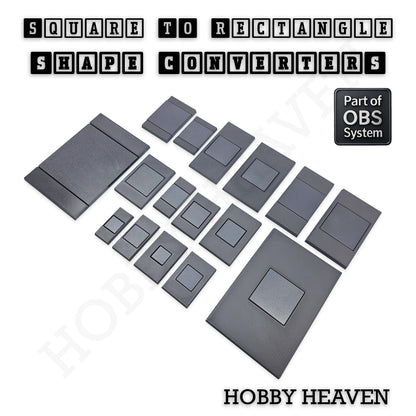 Square to Rectangle Bases Size Converters 3d Print Full Range