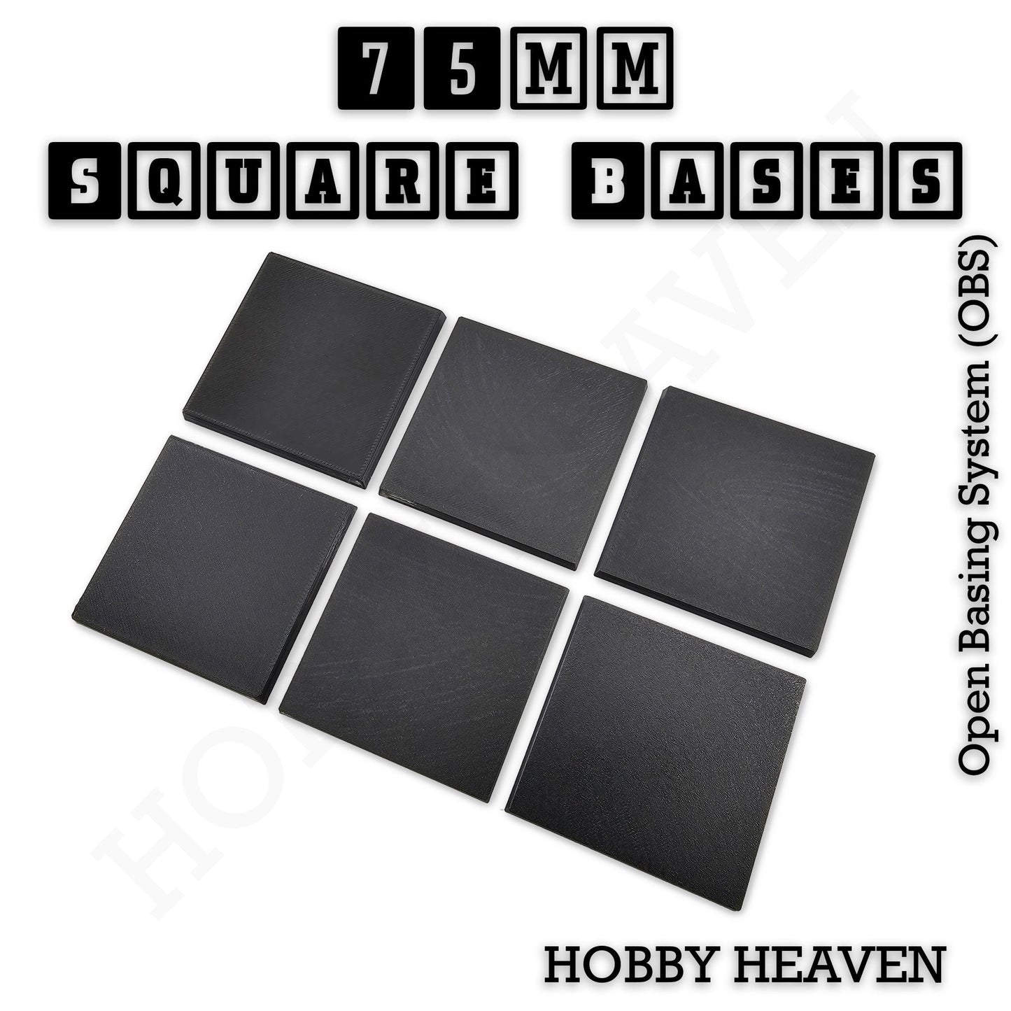 75mm Square Textured Bases 3d Printed