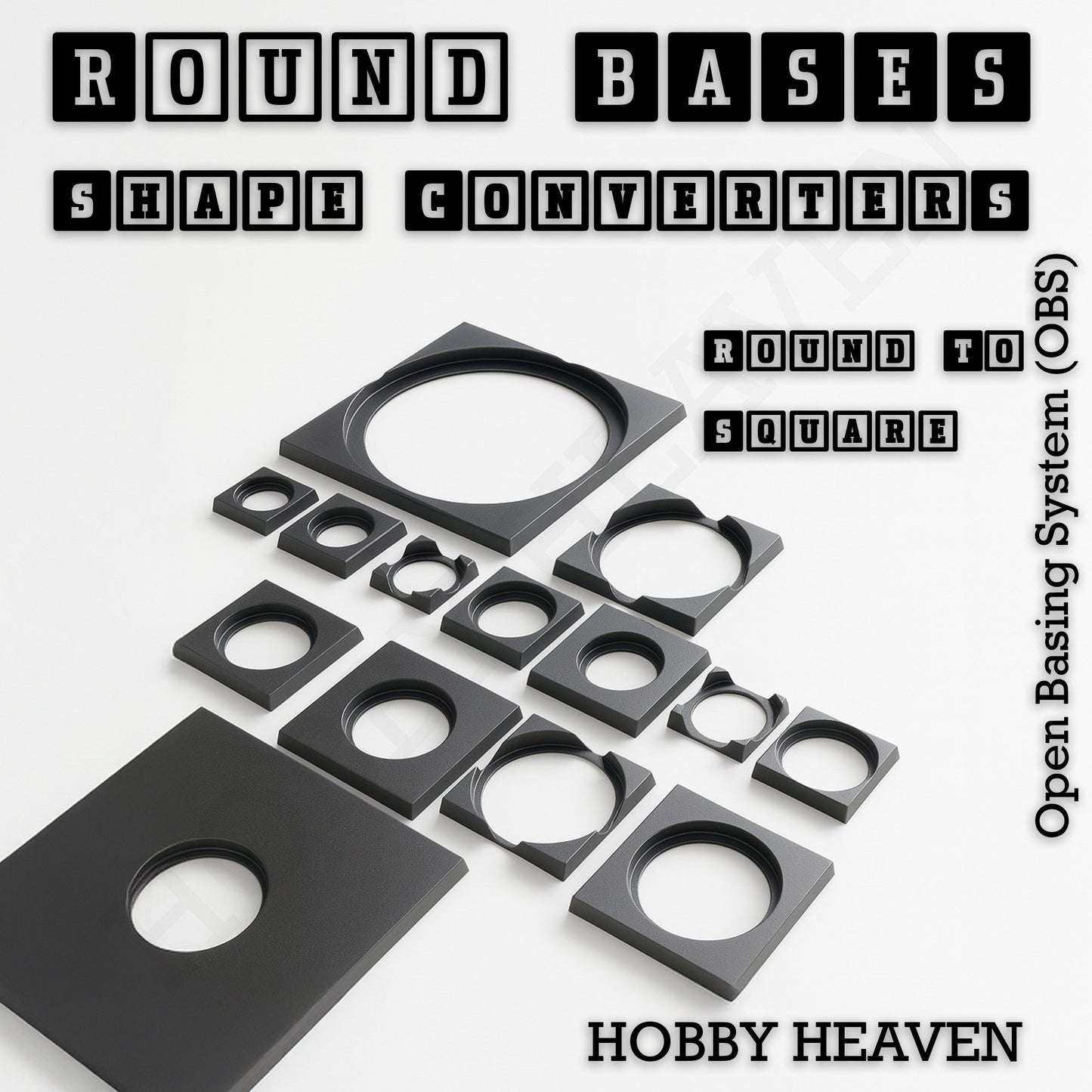 Round to Square Bases Shape and Size Converters 3d Print Full Range