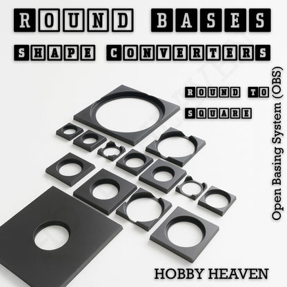 Round to Square Bases Shape and Size Converters 3d Print Full Range