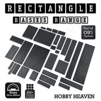 Rectangle Bases Range Sizes - 75x30mm to 125x40mm Medium Sizes 3d Print Full Range Tabletop Games