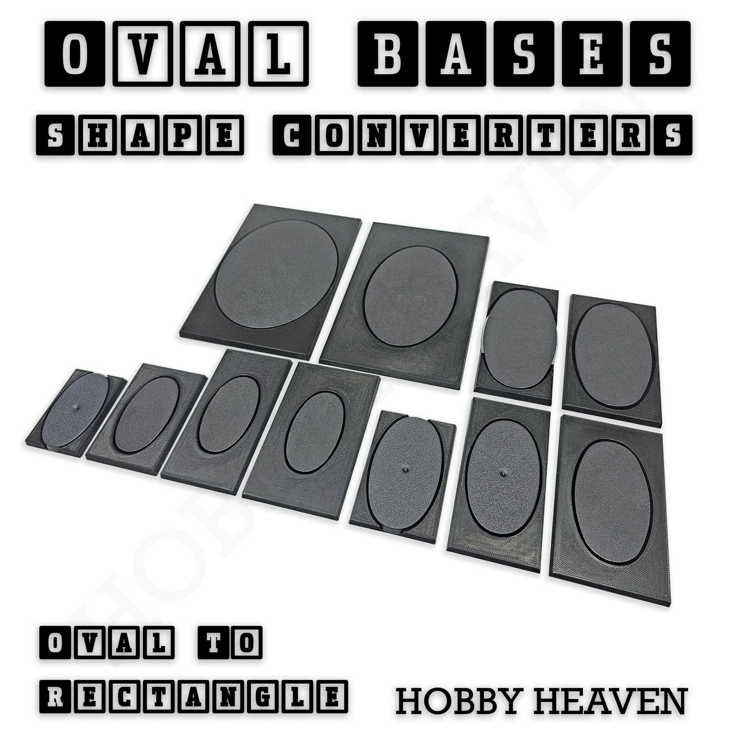 Wargaming Oval to Rectangle Base Converters – Tabletop Games | 3D Printed Tabletop Accessories