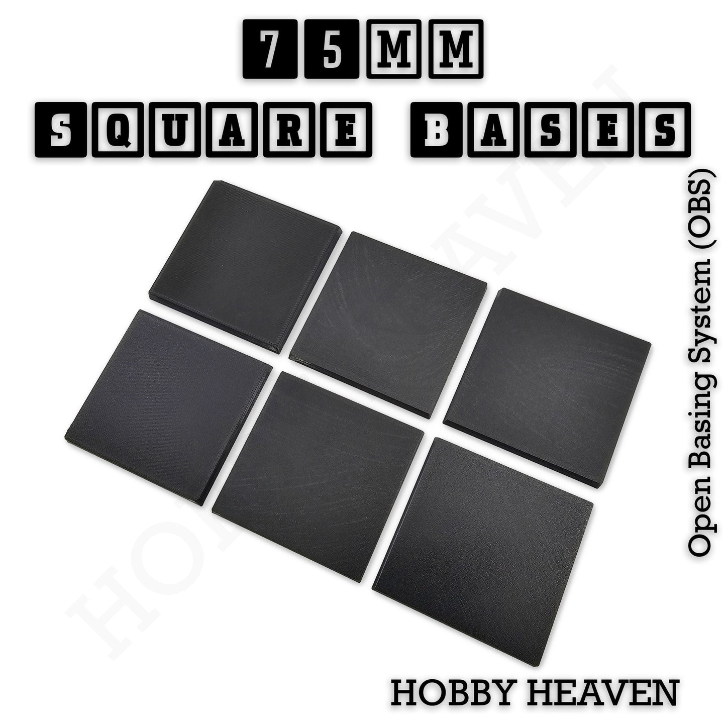 75mm Square Textured Bases 3d Printed