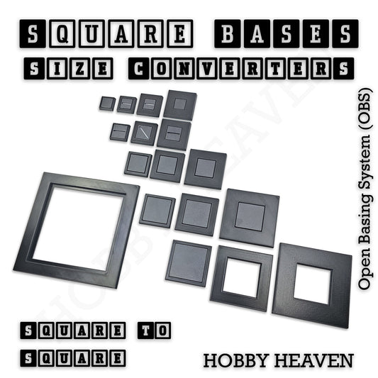 Square to Square Bases Size Converters 3d Print Full Range