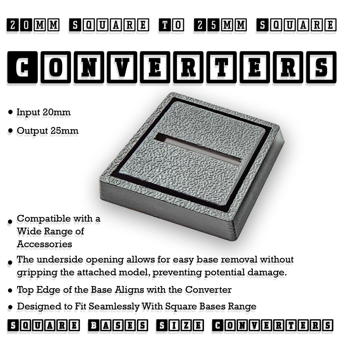 20mm to 25mm Square Base Converter for Wargaming Miniatures | Hobby Heaven