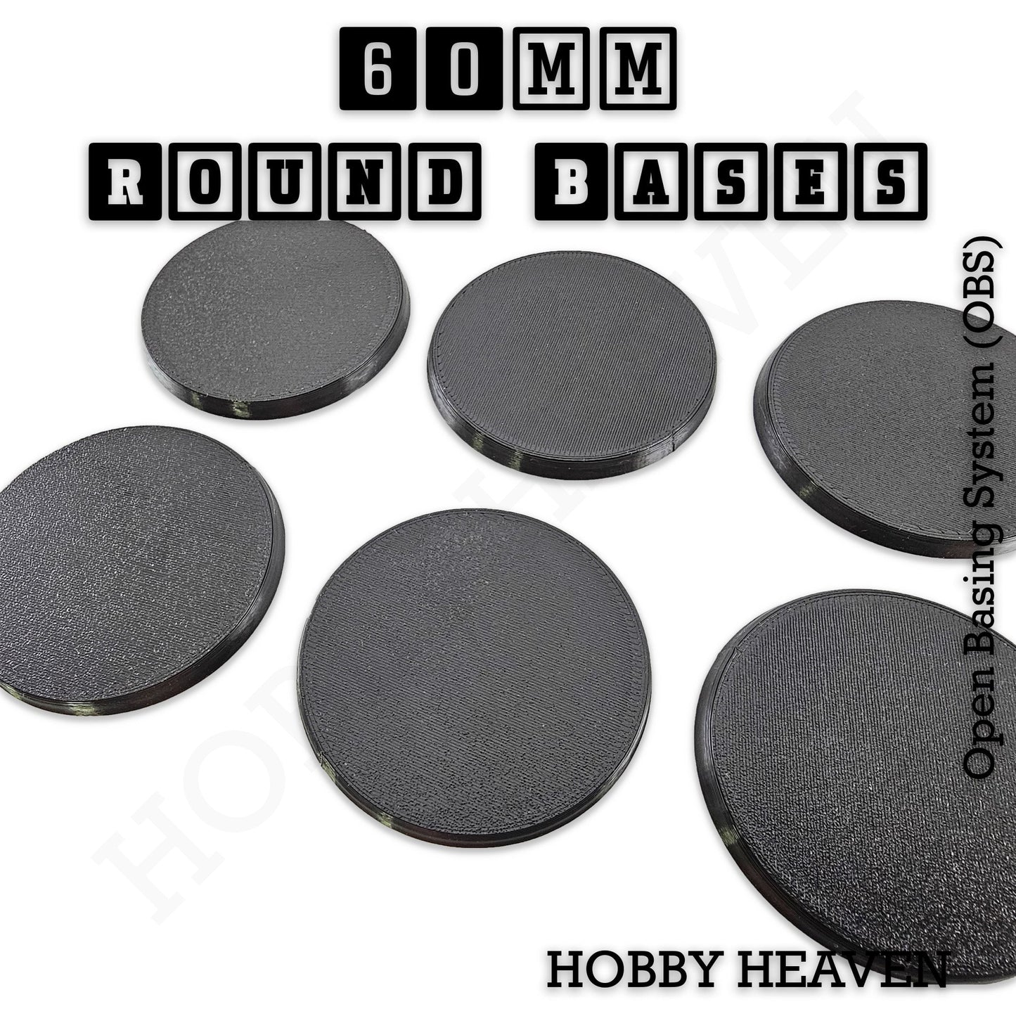 'True' 60mm Round Textured Bases 3d Printed