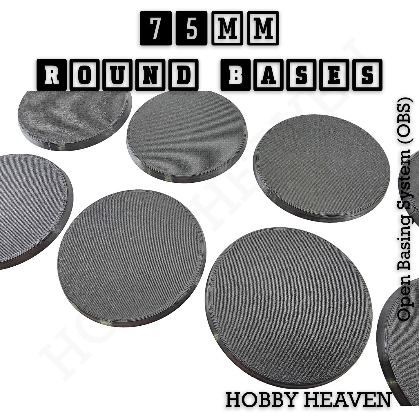 75mm Round Textured Bases 3d Printed