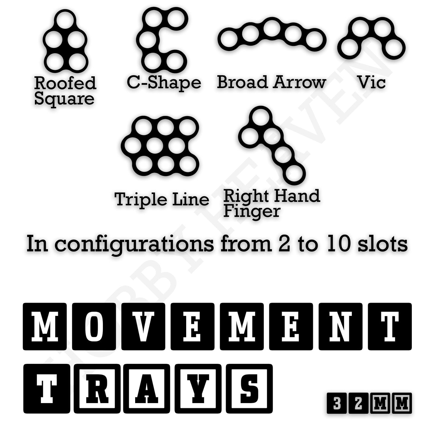 32mm Movement Trays for Tabletop Games | Compatible with Popular Miniatures | Full Range