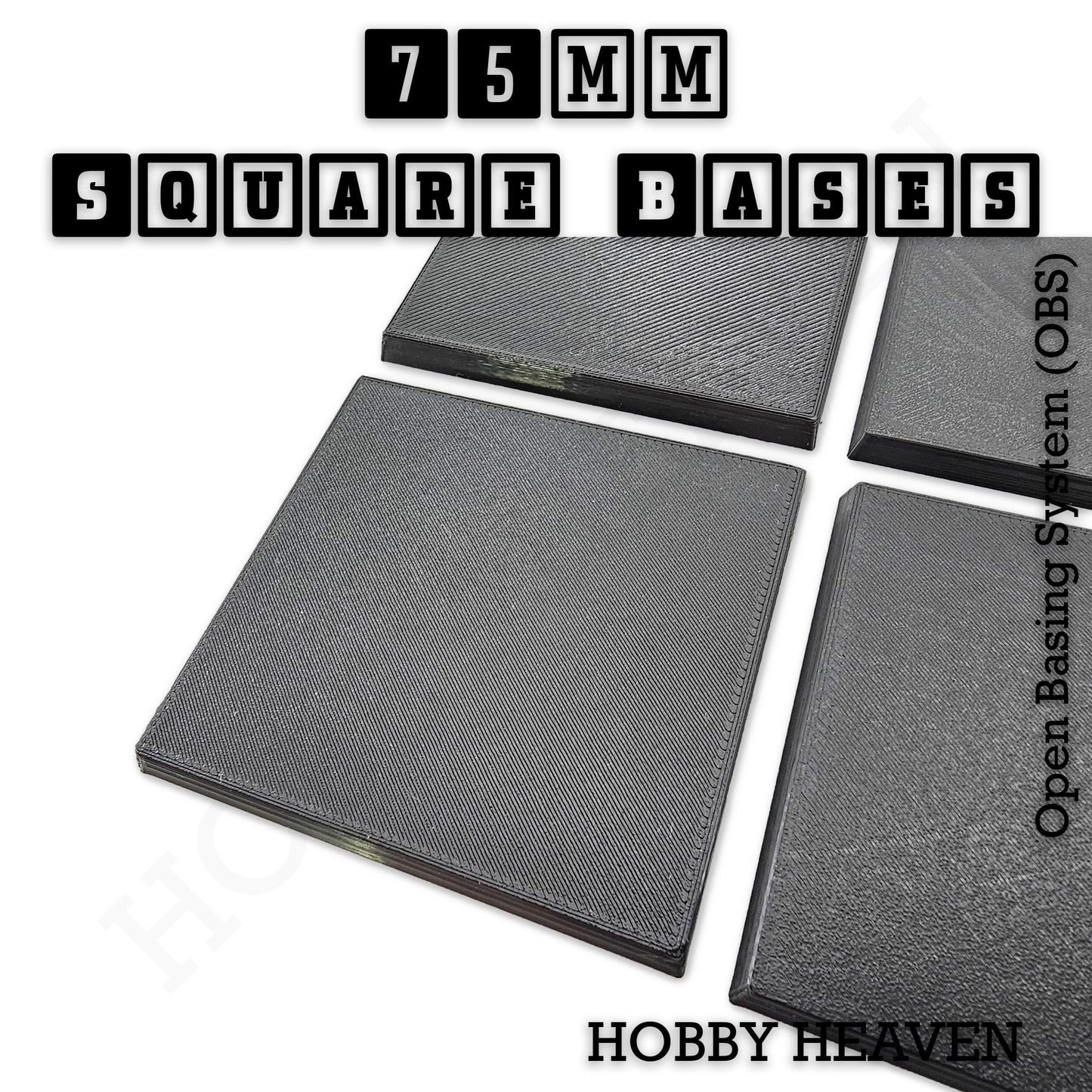75mm Square Textured Bases 3d Printed