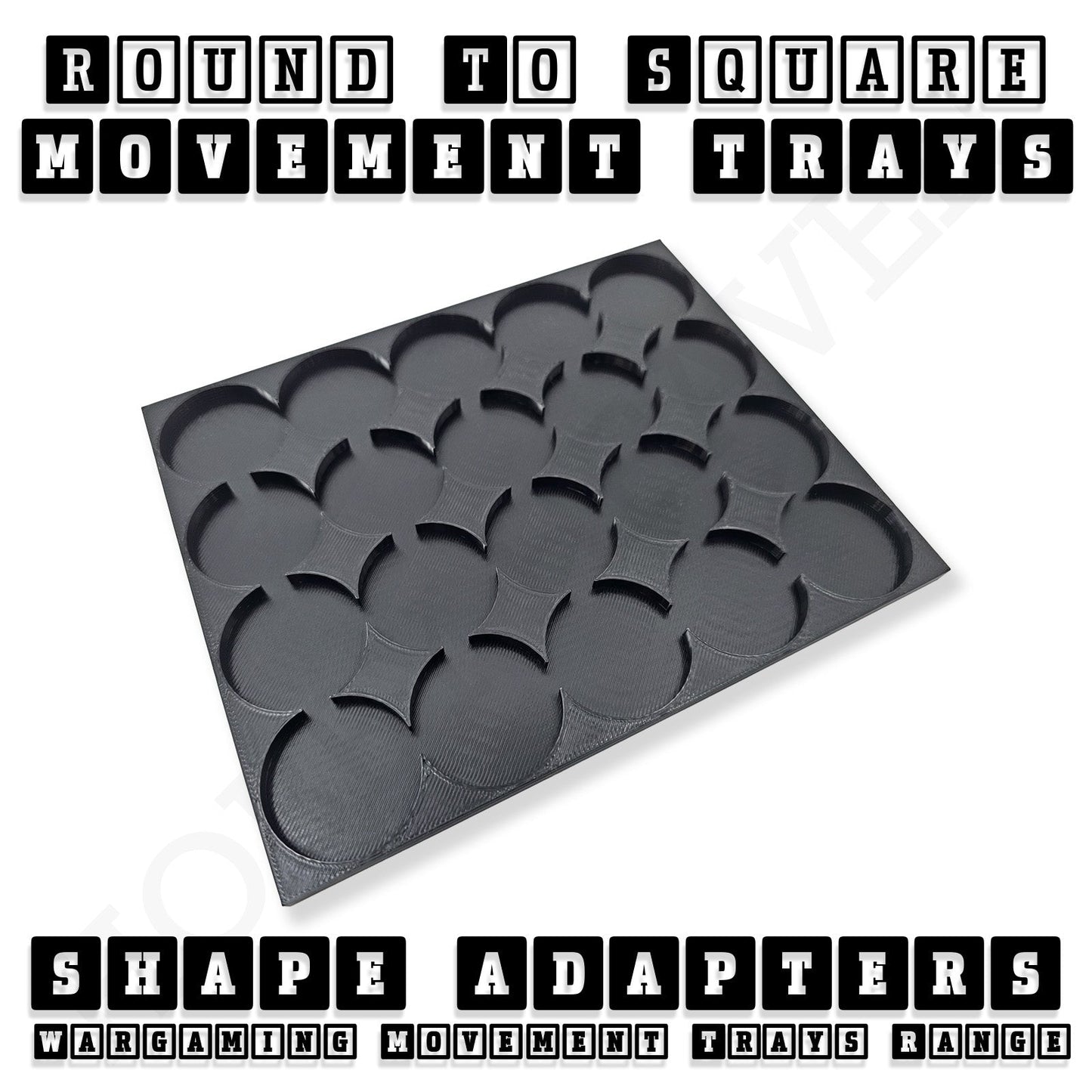 Round to Square Movement Trays Adapters for Tabletop Games