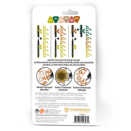 Chameleon Fineliner Pens - 6 Pack Natural Colours