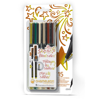 Chameleon Fineliner Pens - 6 Pack Natural Colours