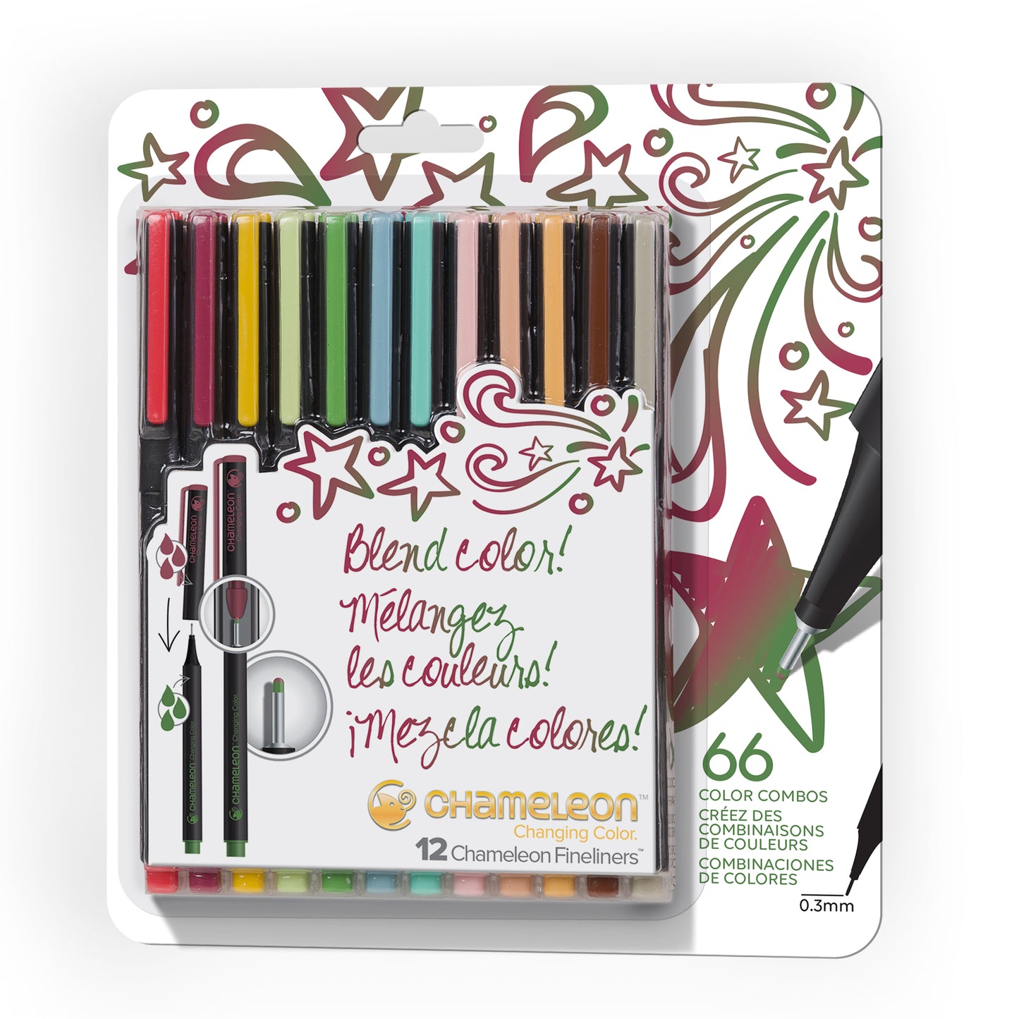 Chameleon Fineliner Pens - 12 Pack Designer Colours