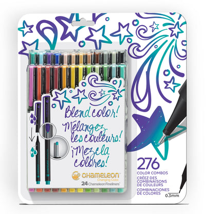 Chameleon Fineliner Pens - 24 Pack Bold Colours