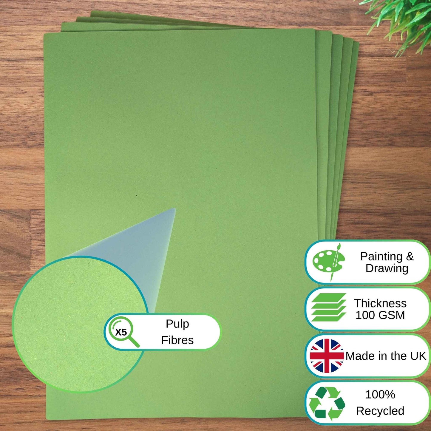 A2 Green Sugar Paper Recycled 100gsm