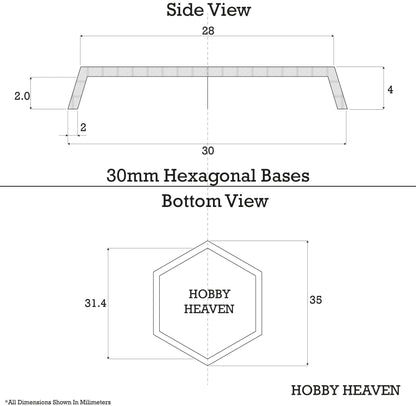 30mm Hexagonal Plain Plastic Bases
