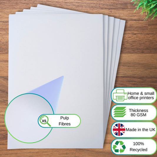 White A5 100% Recycled Copy Printer Office Paper Sheets 80gsm
