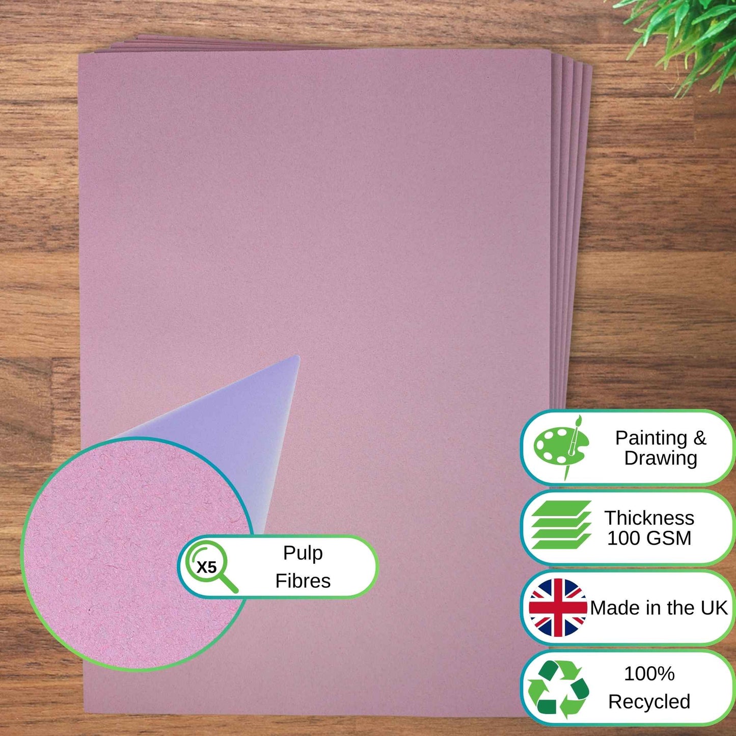 A2 Lilac Purple Sugar Paper Recycled 100gsm