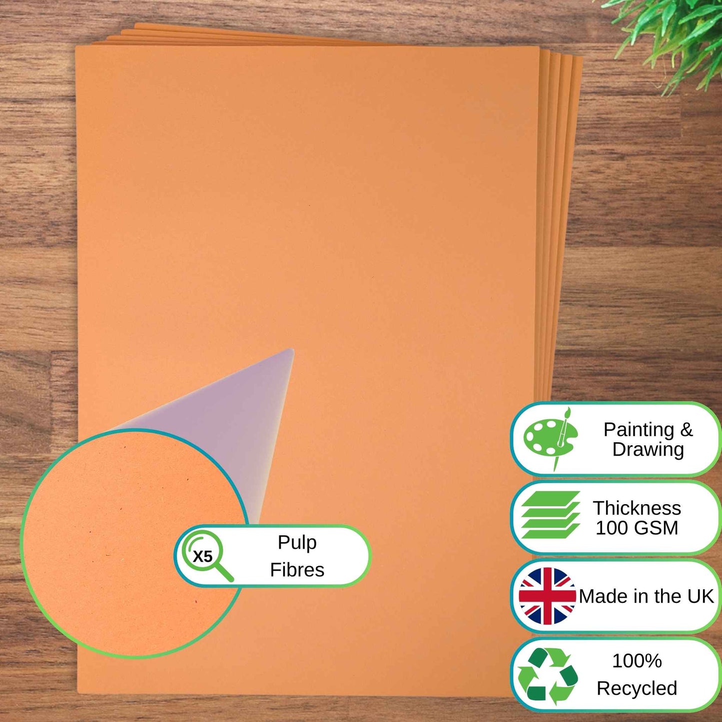 A2 Orange Sugar Paper Recycled 100gsm