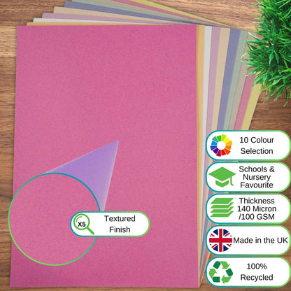 A1 Sugar Paper Pastel Shades - 100gsm Eco-Friendly Paper