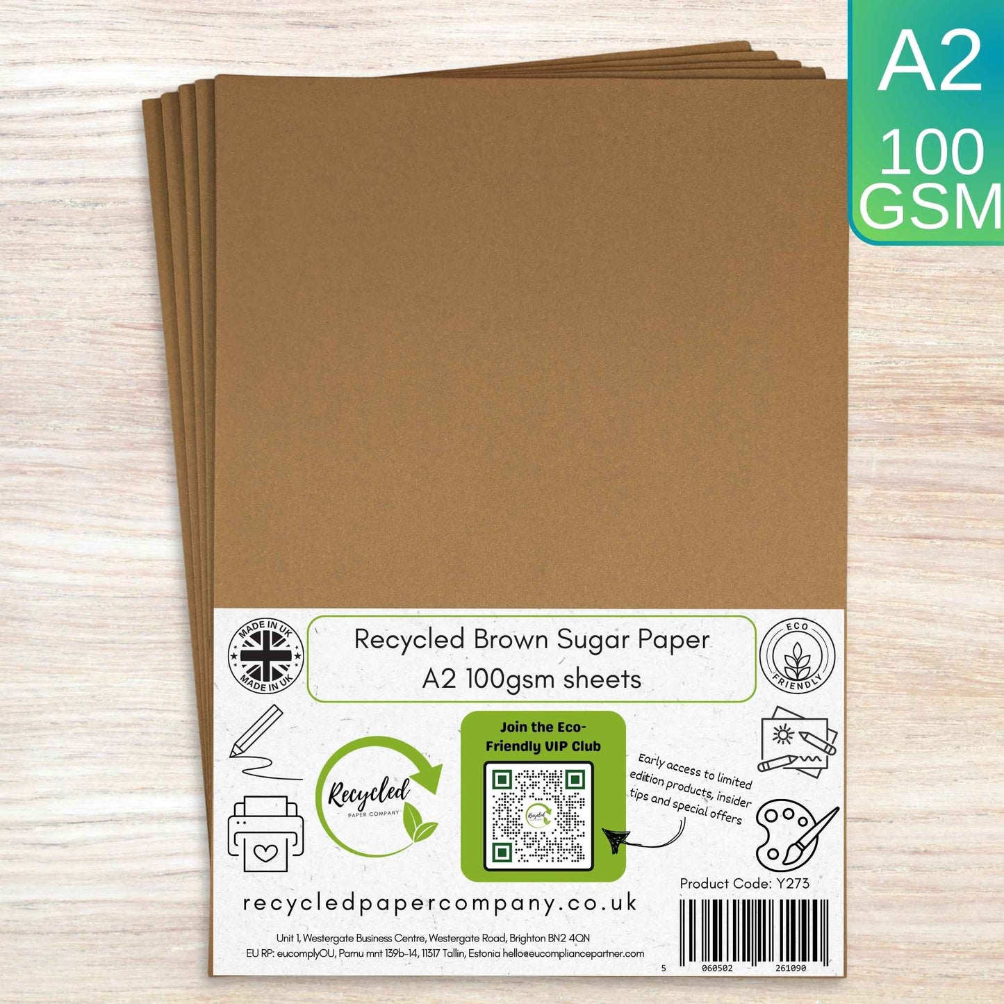 A2 Brown Sugar Paper 100gsm - 100% Recycled