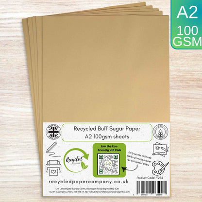 A2 Buff Sugar Paper - 100gsm 100% Recycled