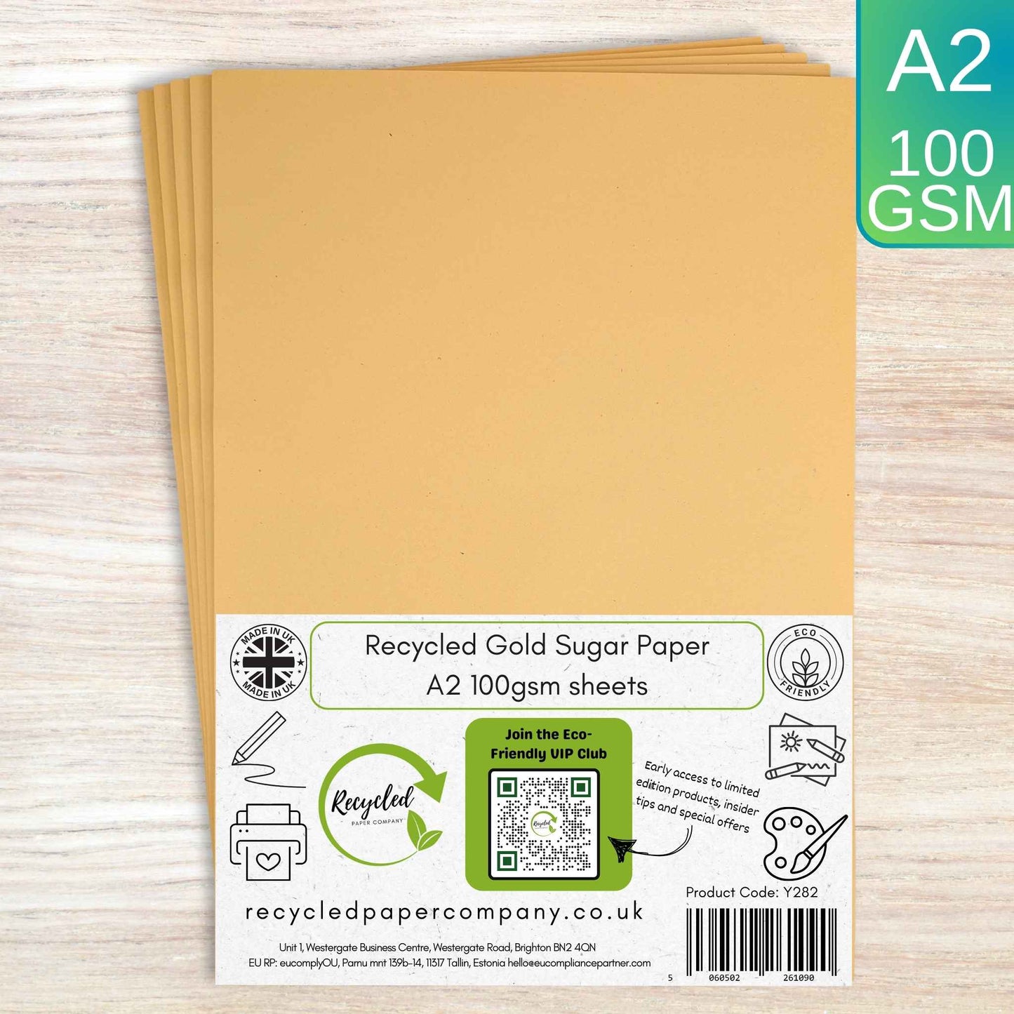 A2 Gold Yellow Sugar Paper Recycled 100gsm