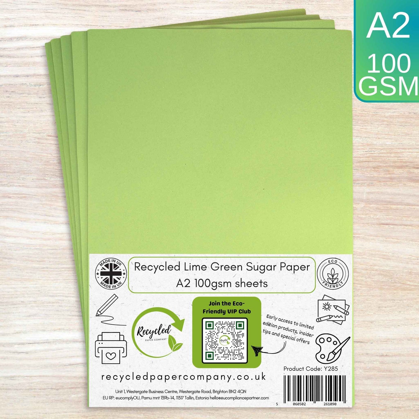 A2 Lime Green Sugar Paper Recycled 100gsm