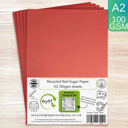 A2 Red Sugar Paper Recycled 100gsm for Arts and Crafts