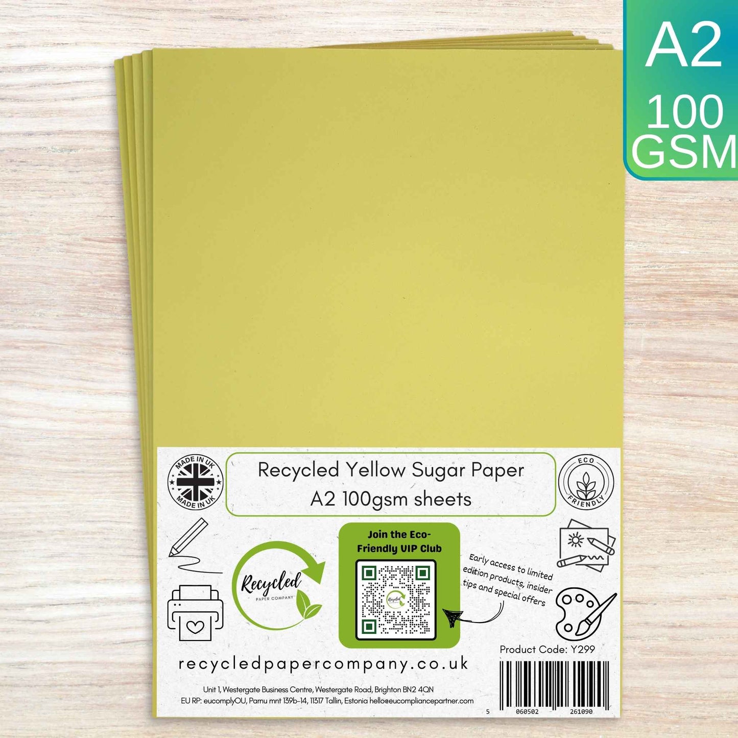A2 Yellow Sugar Paper Recycled 100gsm