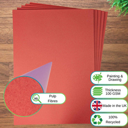 A2 Red Sugar Paper Recycled 100gsm for Arts and Crafts