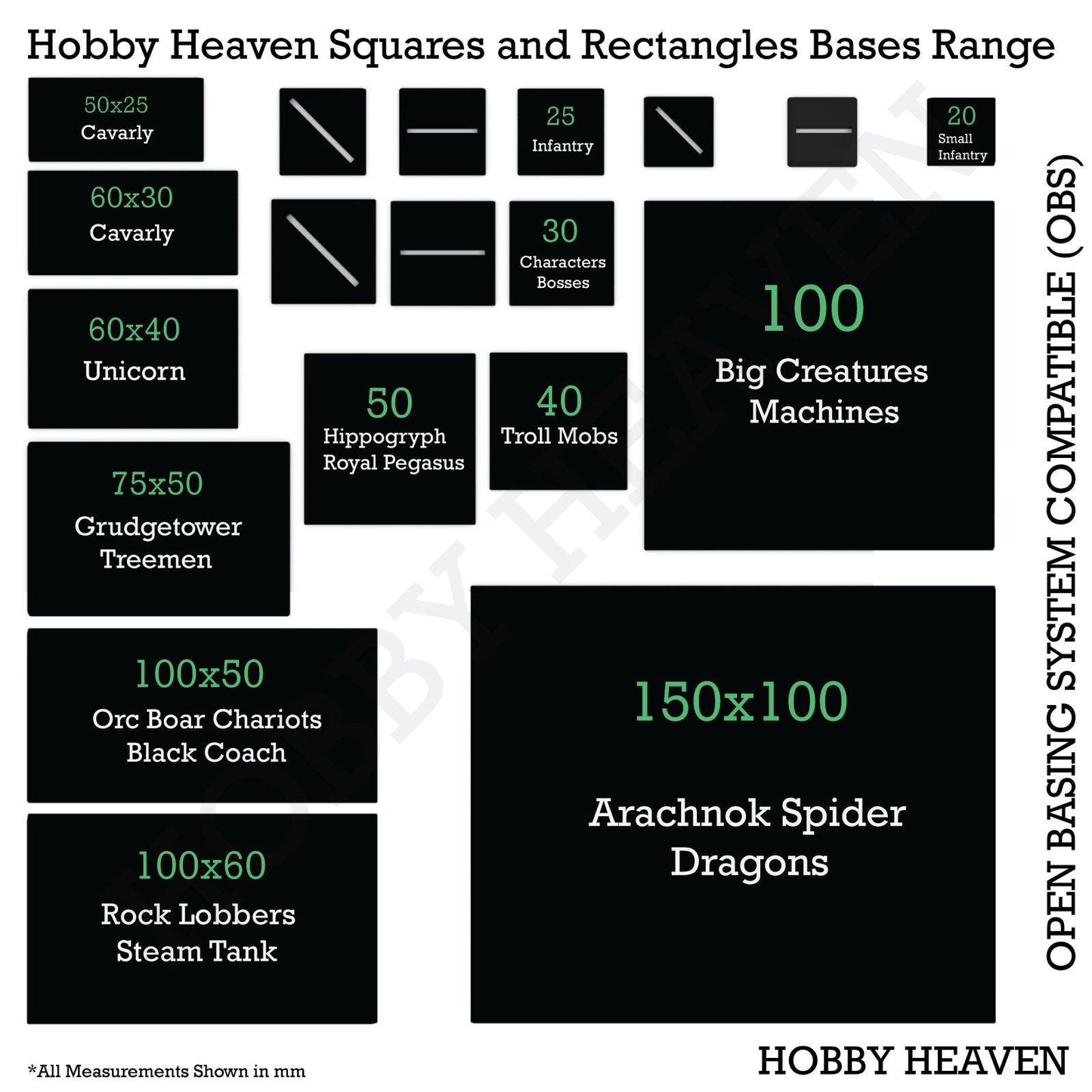 60x30mm Rectangle Slotted Plastic Bases