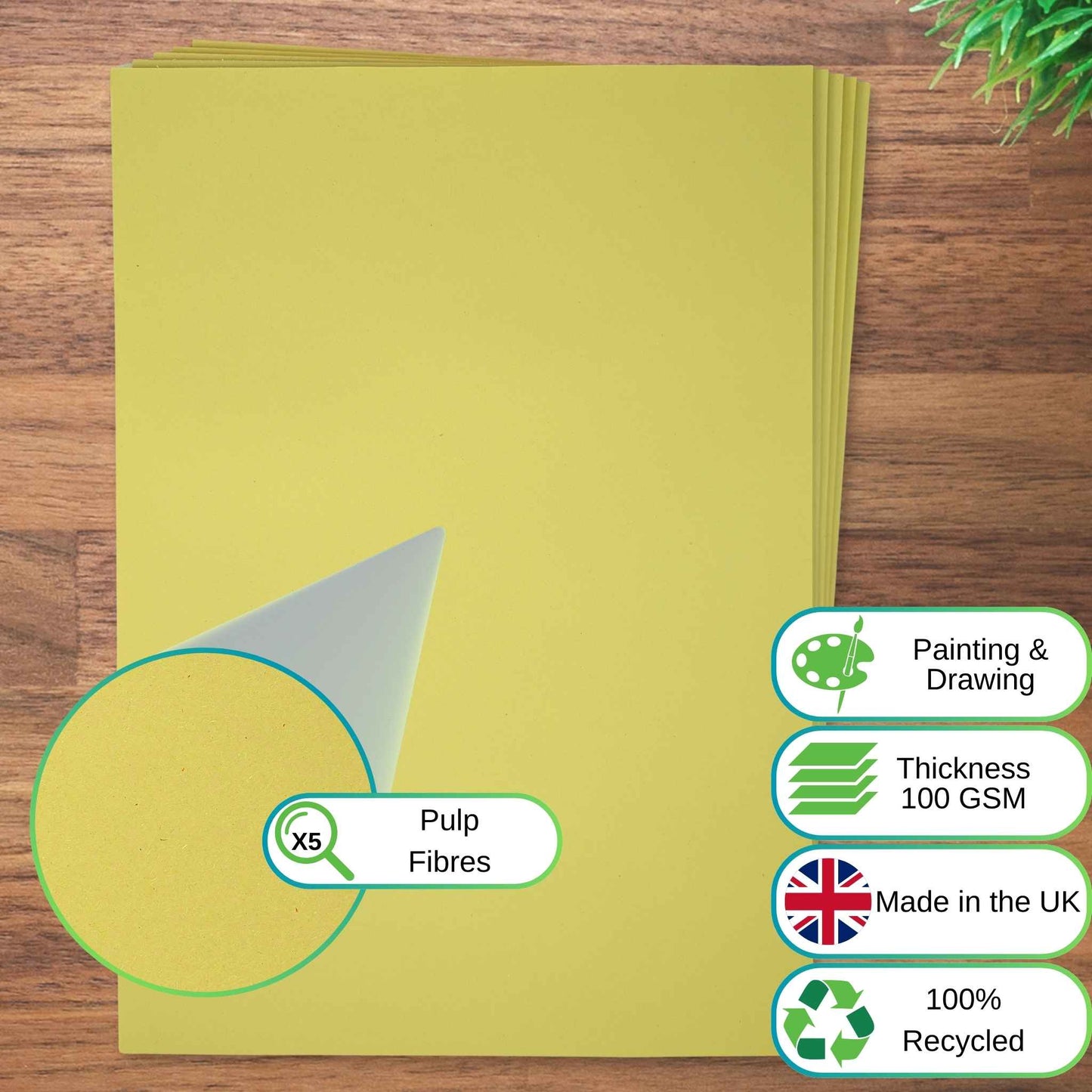 A2 Yellow Sugar Paper Recycled 100gsm
