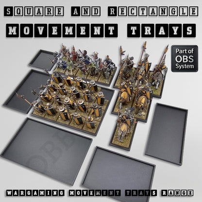 Rectangle Movement Trays | Cavalry & Monsters | 50×25-100×60mm | OBS System