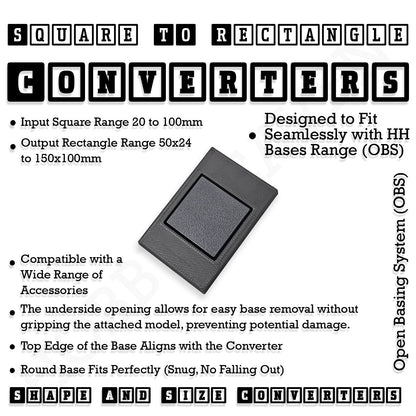 Square to Rectangle Bases Size Converters 3d Print Full Range