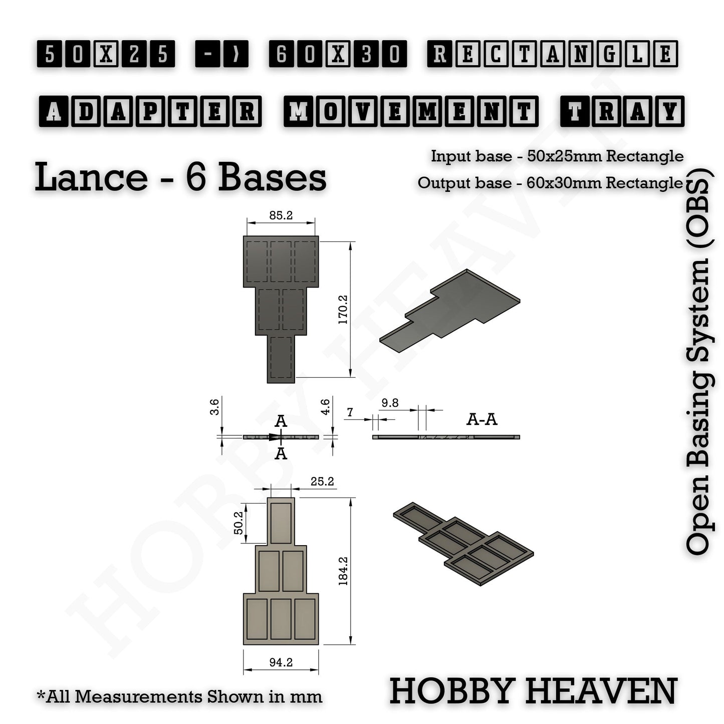 Square and Rectangle Movement Trays Adapters for Tabletop Games