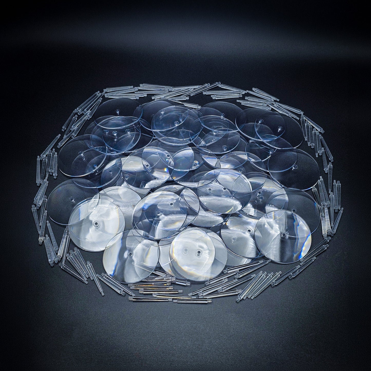 60mm Round Flying Bases – Clear Plastic Stands for Sci-Fi & Fantasy Wargaming Miniatures
