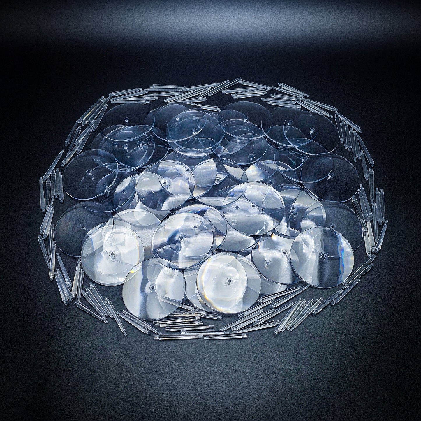 60mm Round Flying Bases – Clear Plastic Stands for Sci-Fi & Fantasy Wargaming Miniatures