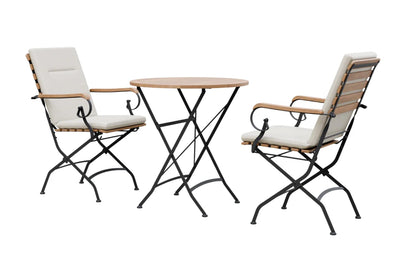 Sicily 2 Seater Teak and Wrought Iron Round 70cm Garden Dining Set
